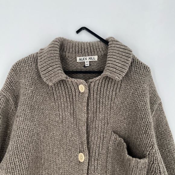 Alex Mill Sabine Collared Wool Blend Cardigan Sweater In Tiramis - Picture 2 of 8